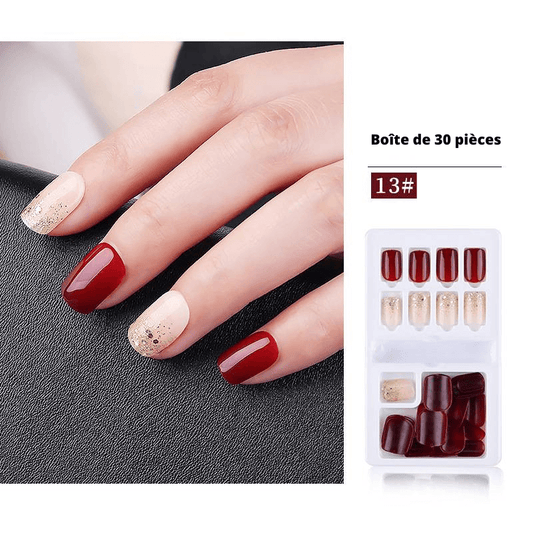 Kit Manucure Faux Ongles Réutilisables Rouge/Or couleur 13