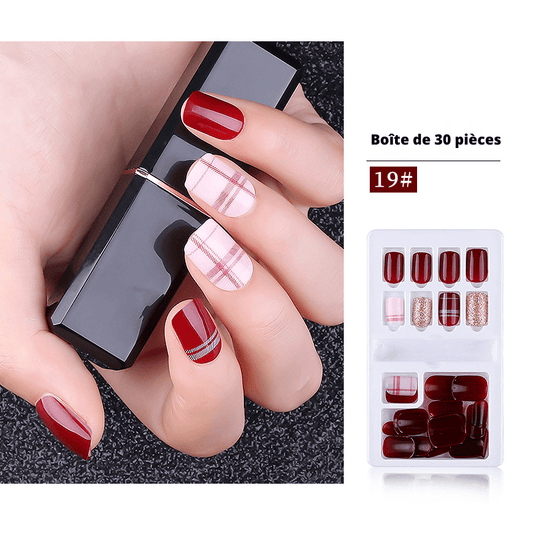 Kit Manucure Faux Ongles Réutilisables Rouge/Blanc